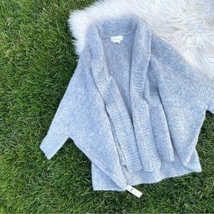 Anthropologie blue gray open drape cardigan OS NWT